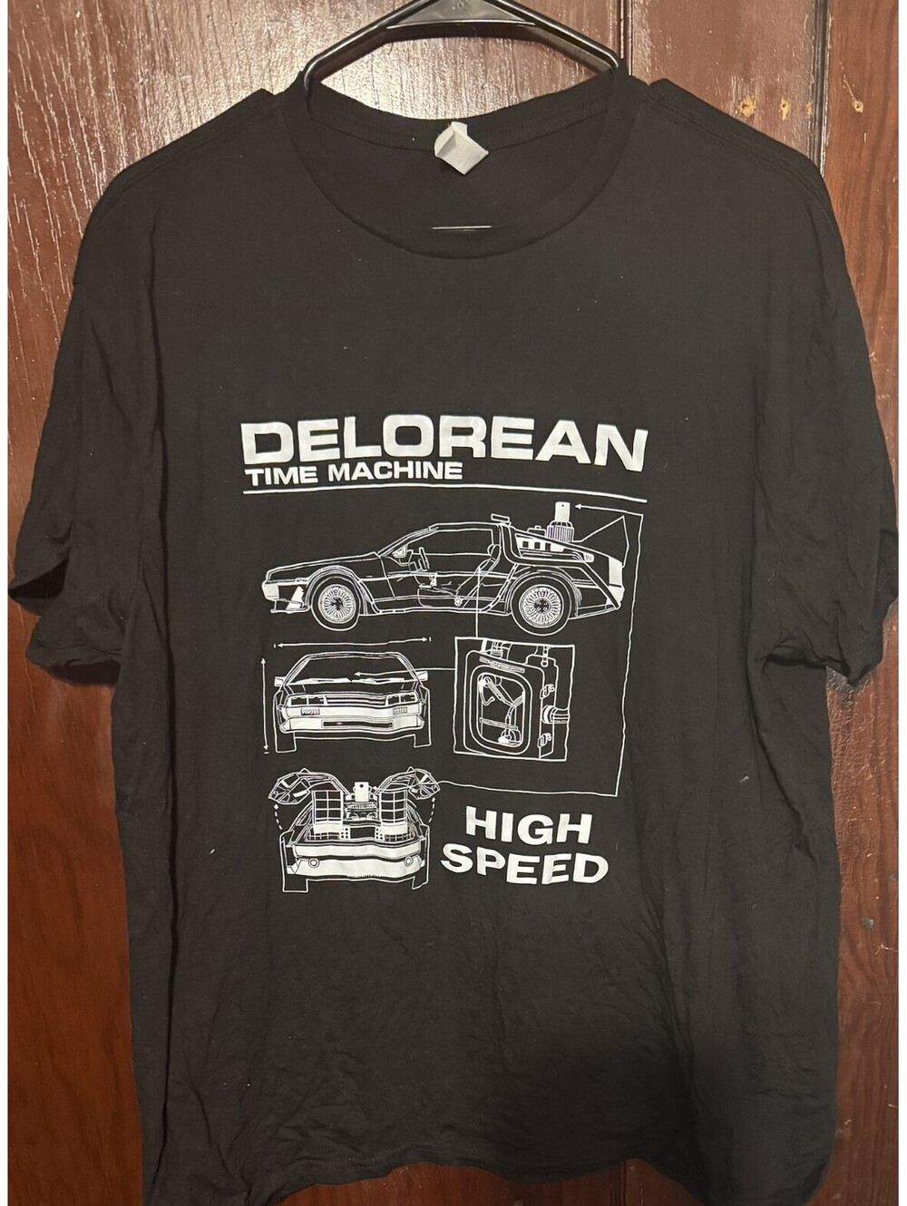 Delorean Time Machine Back to the Future T-Shirt Men's Size XL Black